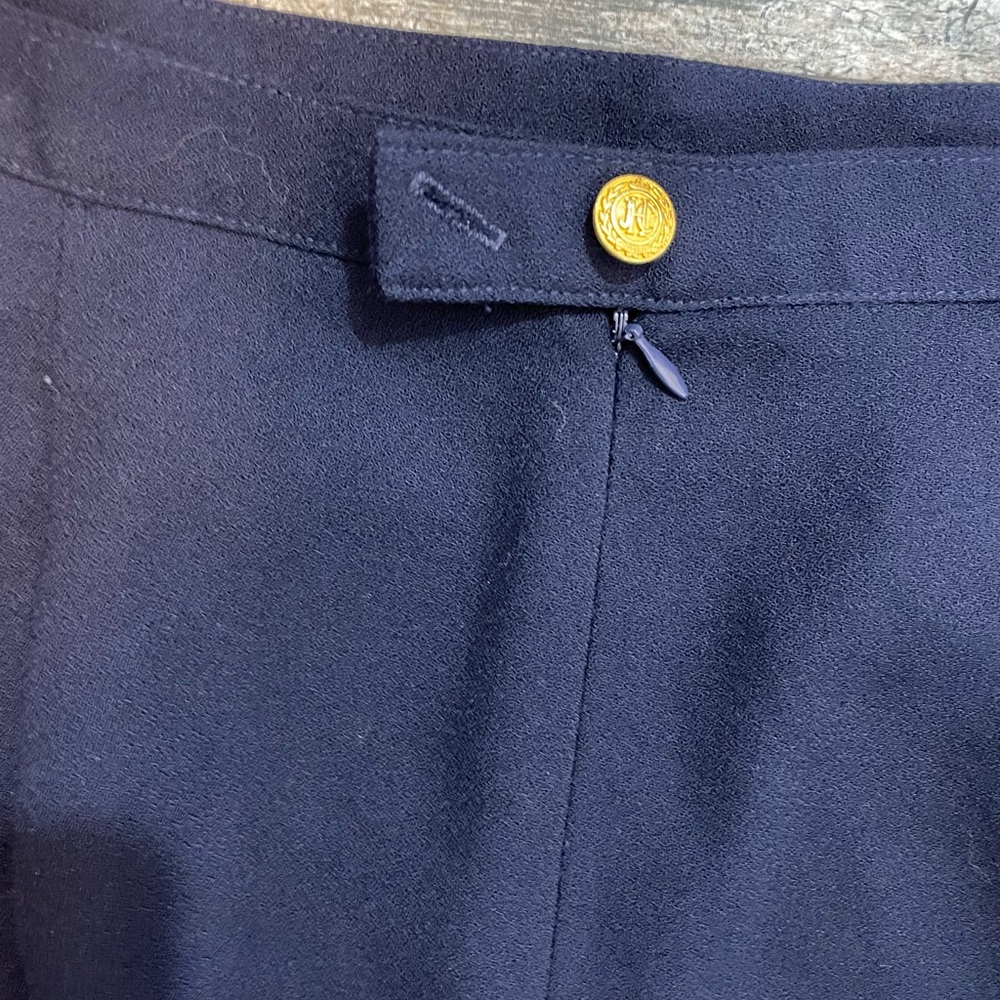wool navy blue skirt zipper & button back closure size 16 vintage flattering - Picture 13 of 13